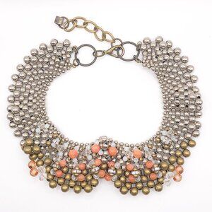 Pam Hiran for Anthropologie Statement Necklace Beaded Peter Pan Collar